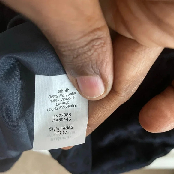 J. Crew Swiss Dot A-Line Long Sleeves Navy Dress- Size 6 - Picture 4 of 6